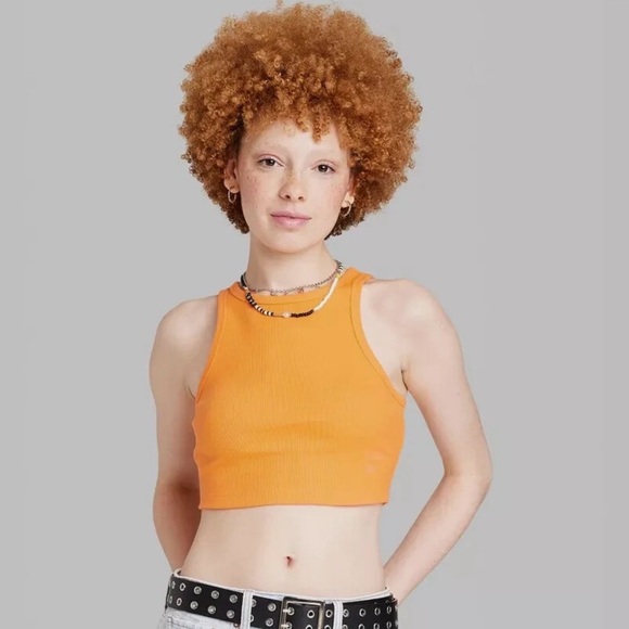 wild fable Tops - Orange Sleeveless Ribbed Crop Top xl